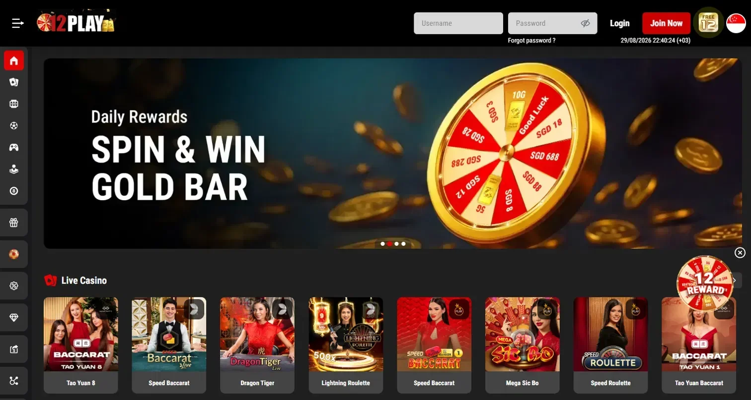 instant withdrawal online casino singapore - 12Play