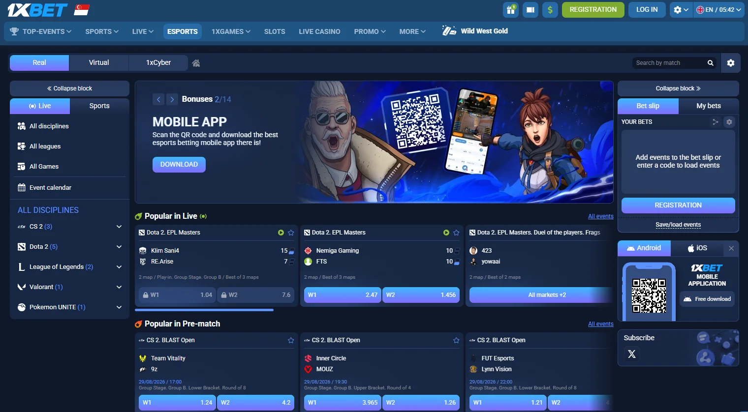 esports betting singapore - 1xBet