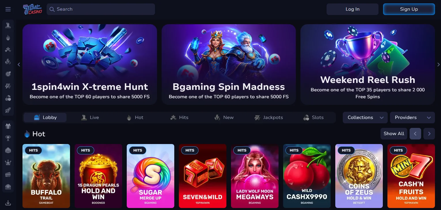 10. 7Bit Casino — no-KYC Bitcoin casino accepting SG players