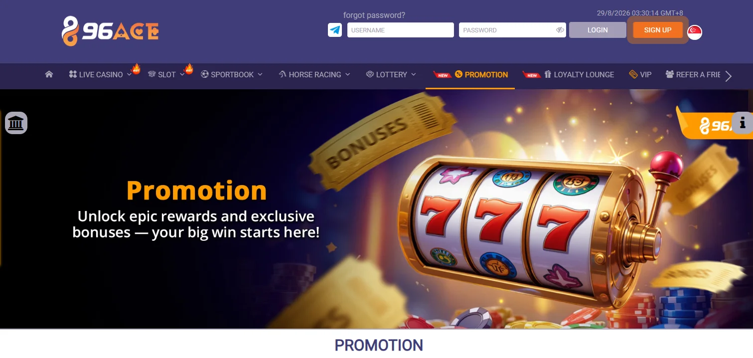 free credit casino singapore - 96Ace