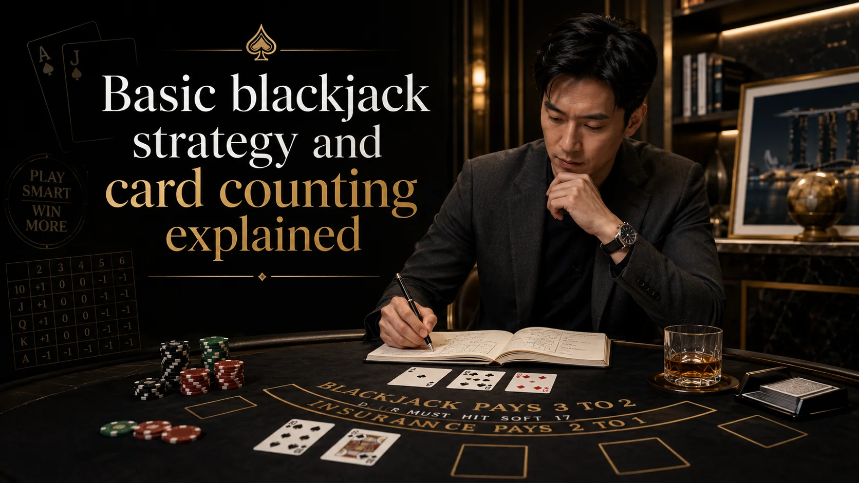 Basic blackjack strategy and card counting explained