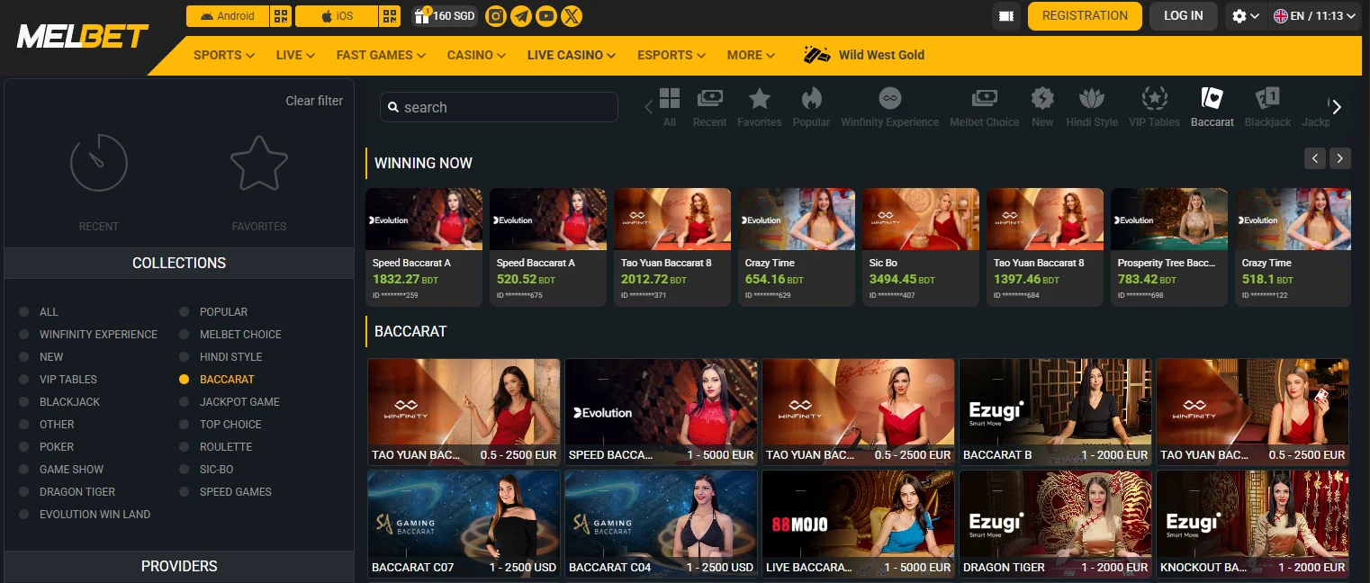 baccarat online singapore - MelBet