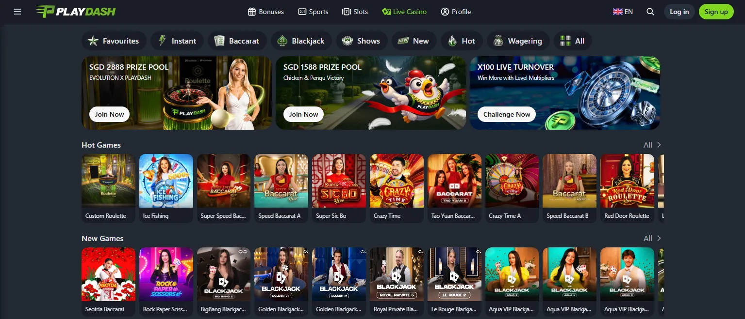 Playdash — clean mobile roulette experience
