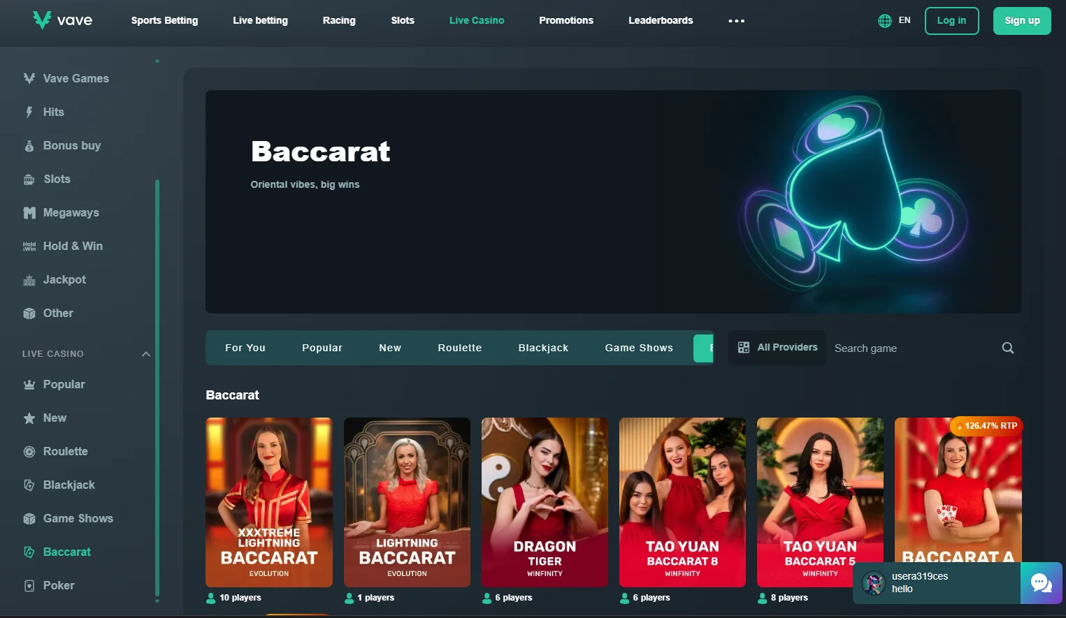 baccarat online singapore - Vave