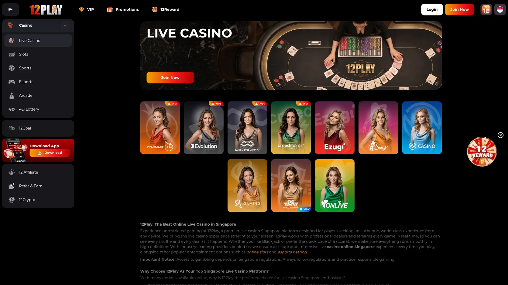 12Play casino live casino lobby 12Play casino live casino lobby