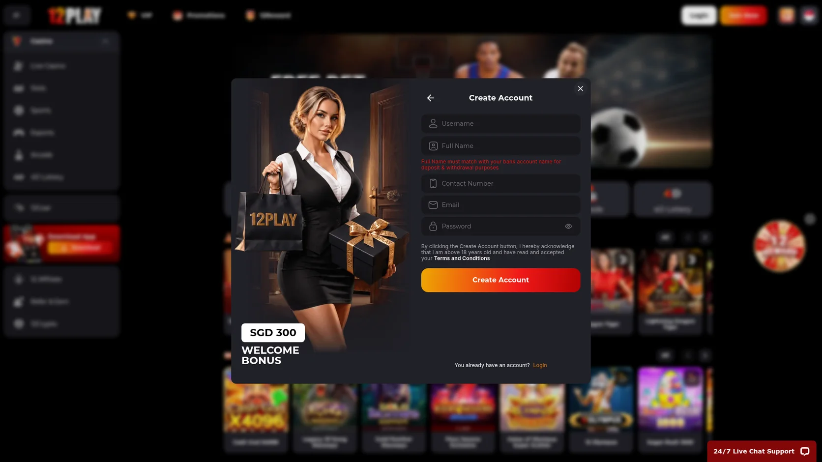 12Play casino registration form 12Play casino registration form