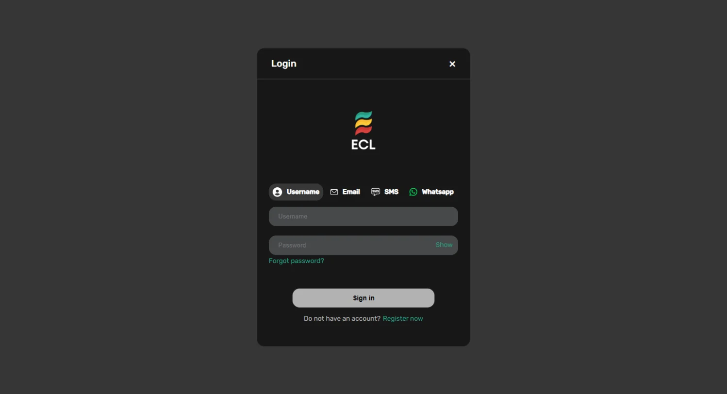login screen