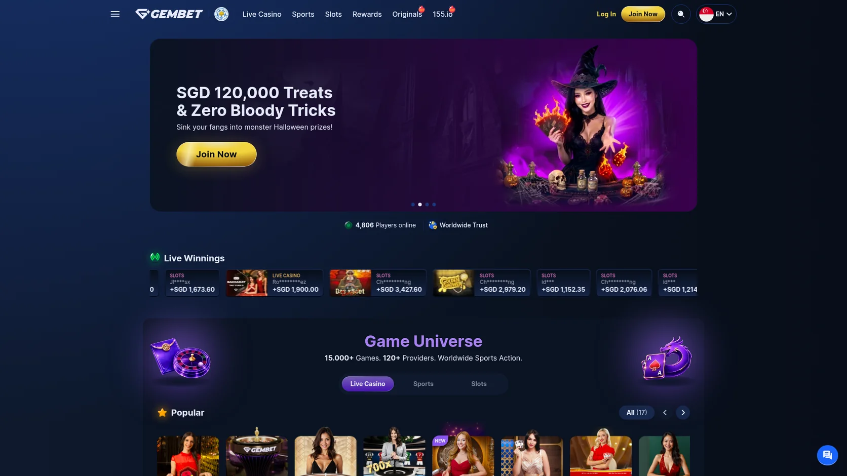 GemBet casino homepage GemBet casino homepage