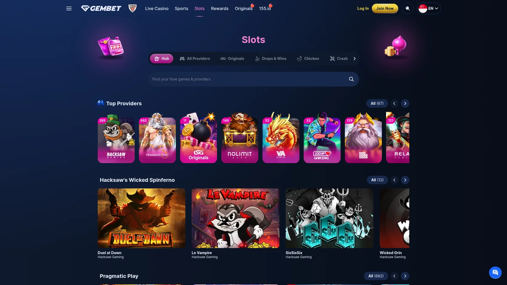 GemBet casino slots lobby GemBet casino slots lobby