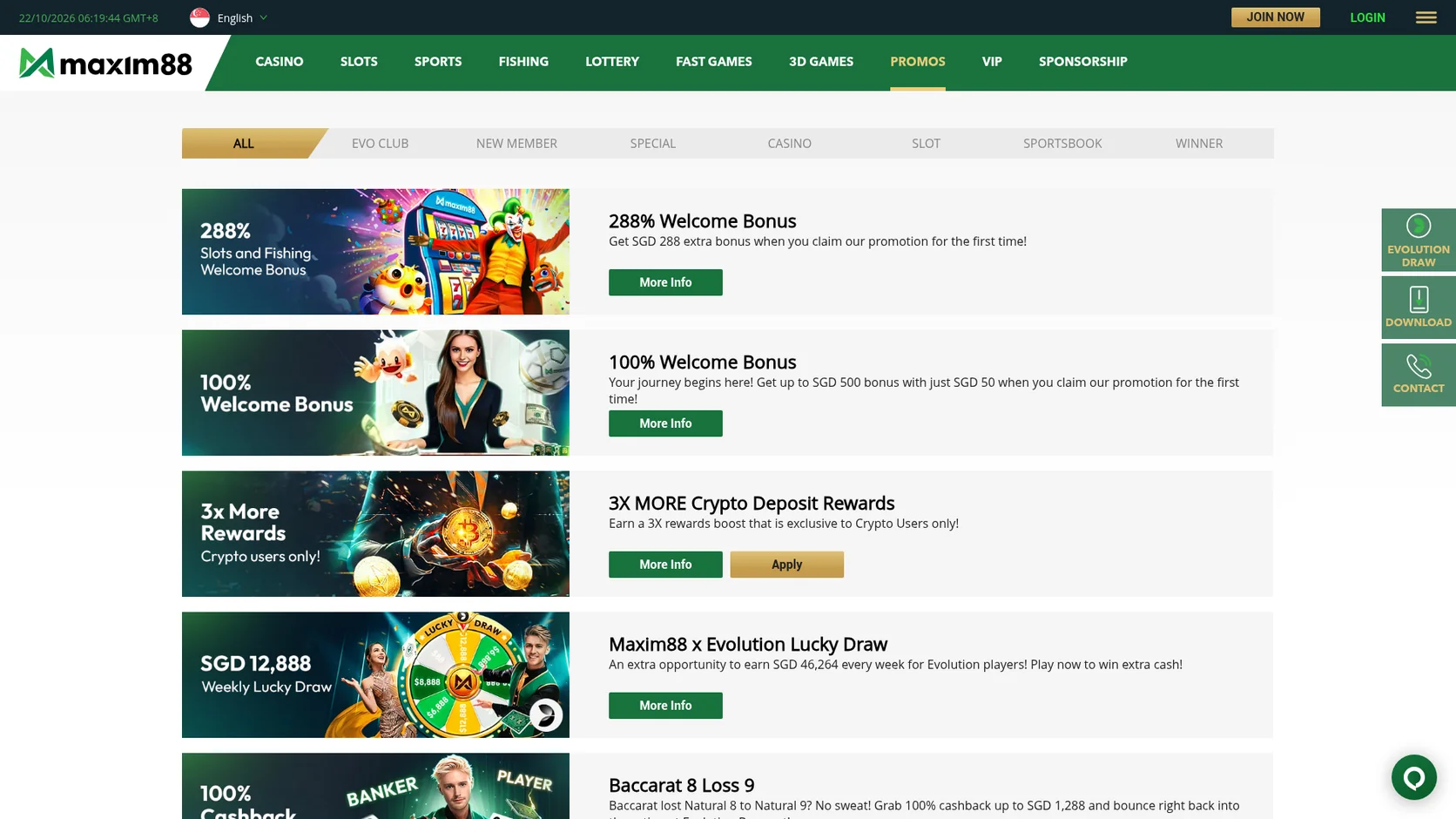 Maxim88 casino promotions page Maxim88 casino promotions page