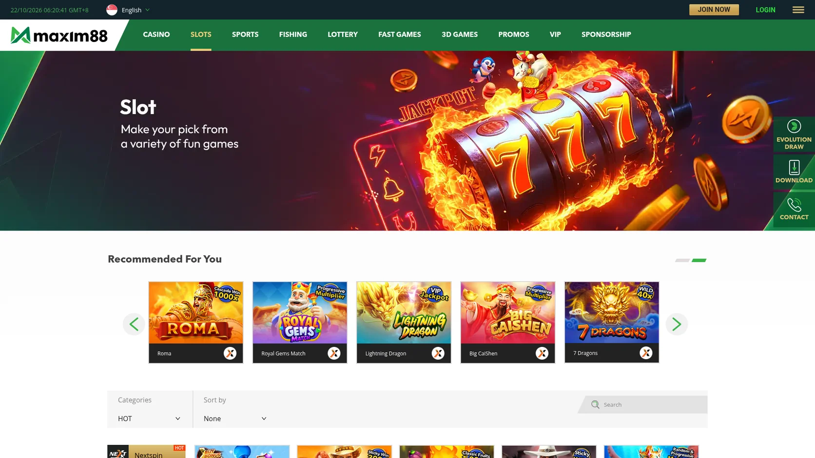 Maxim88 casino slots lobby Maxim88 casino slots lobby