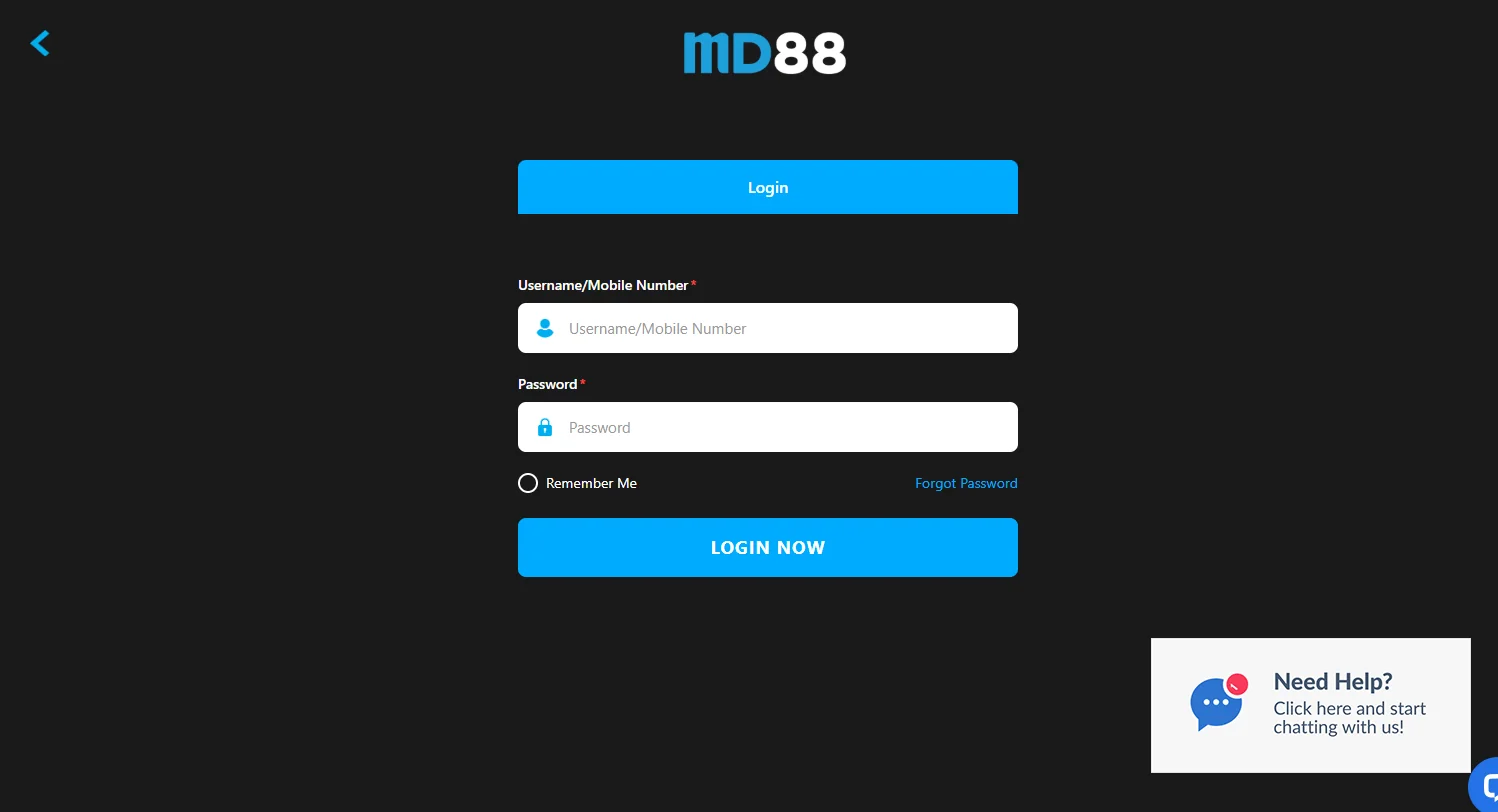 login screen