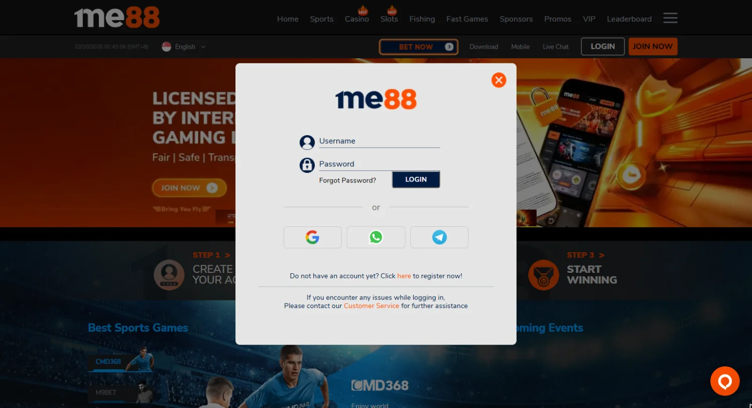 login screen