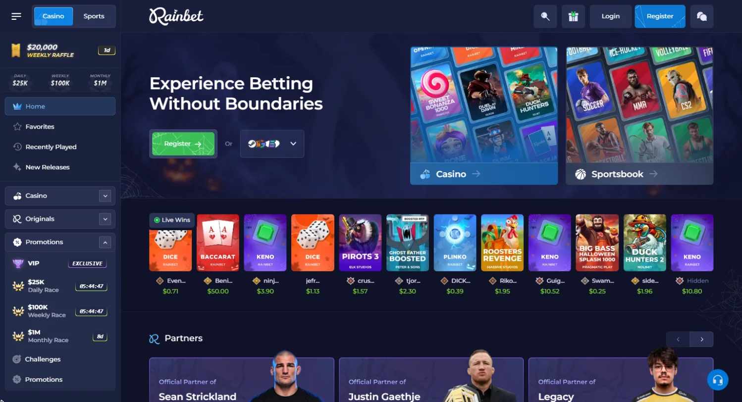Rainbet casino homepage Rainbet casino homepage