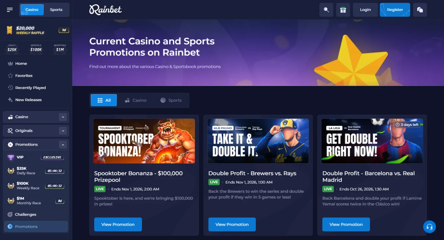 Rainbet casino promotions page Rainbet casino promotions page