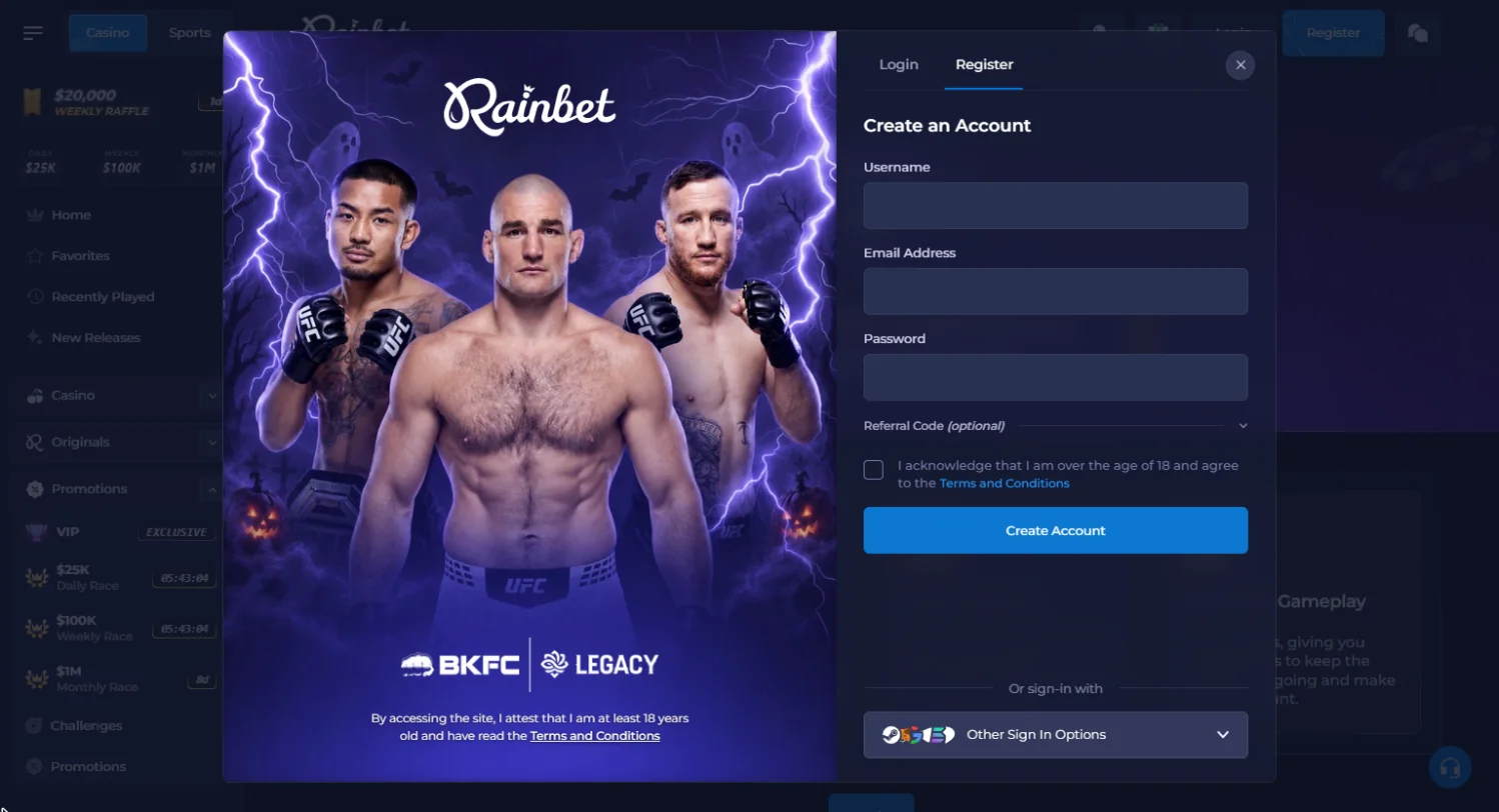 Rainbet casino registration form Rainbet casino registration form
