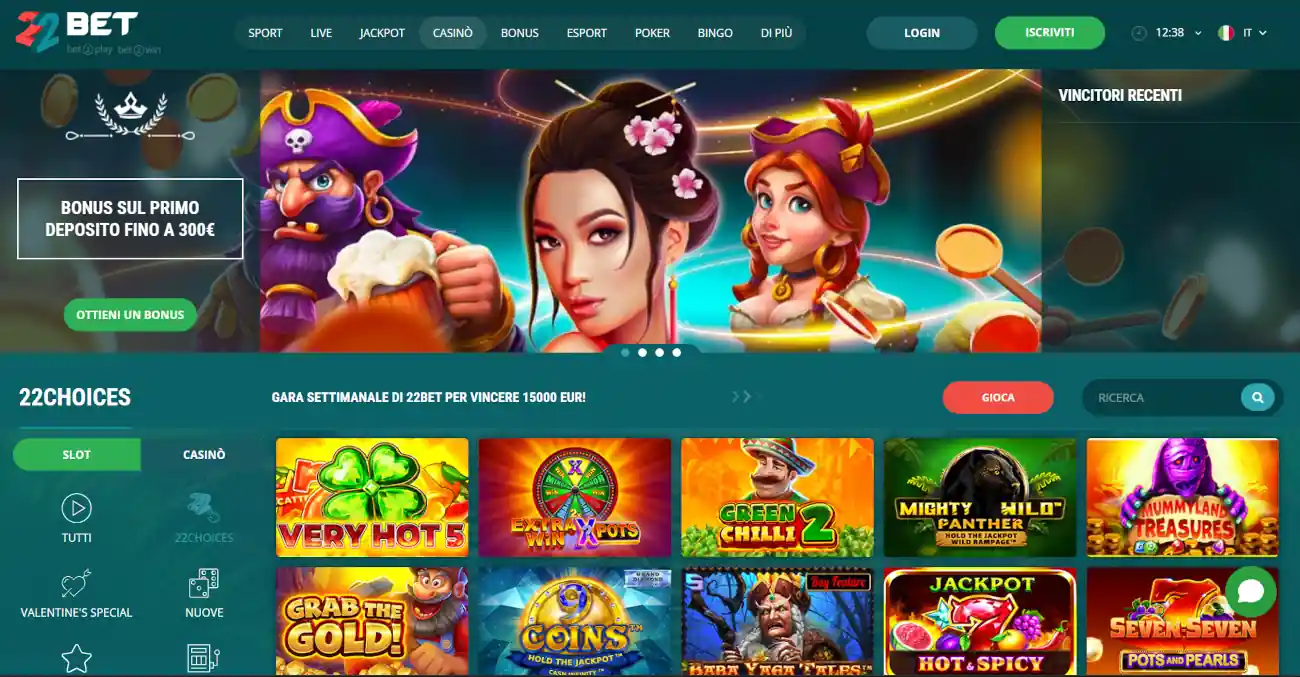 22bet casino online senza autoesclusione