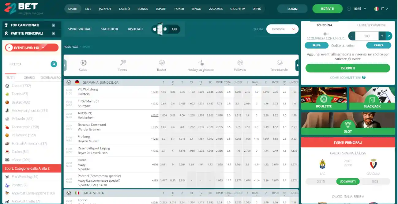 siti scommesse non aams bonus senza deposito - 22Bet