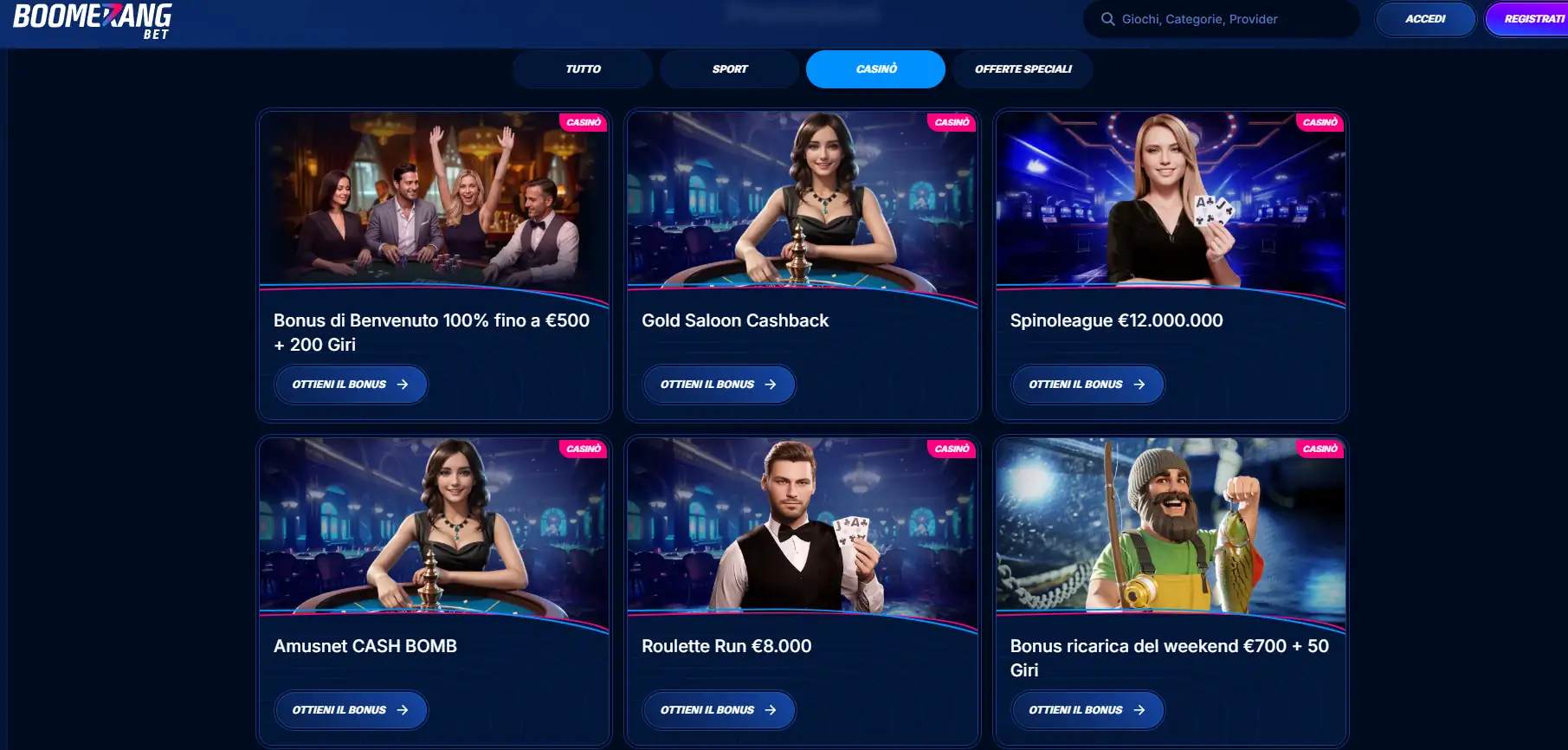 Boomerang casino non aams con prelievo immediato