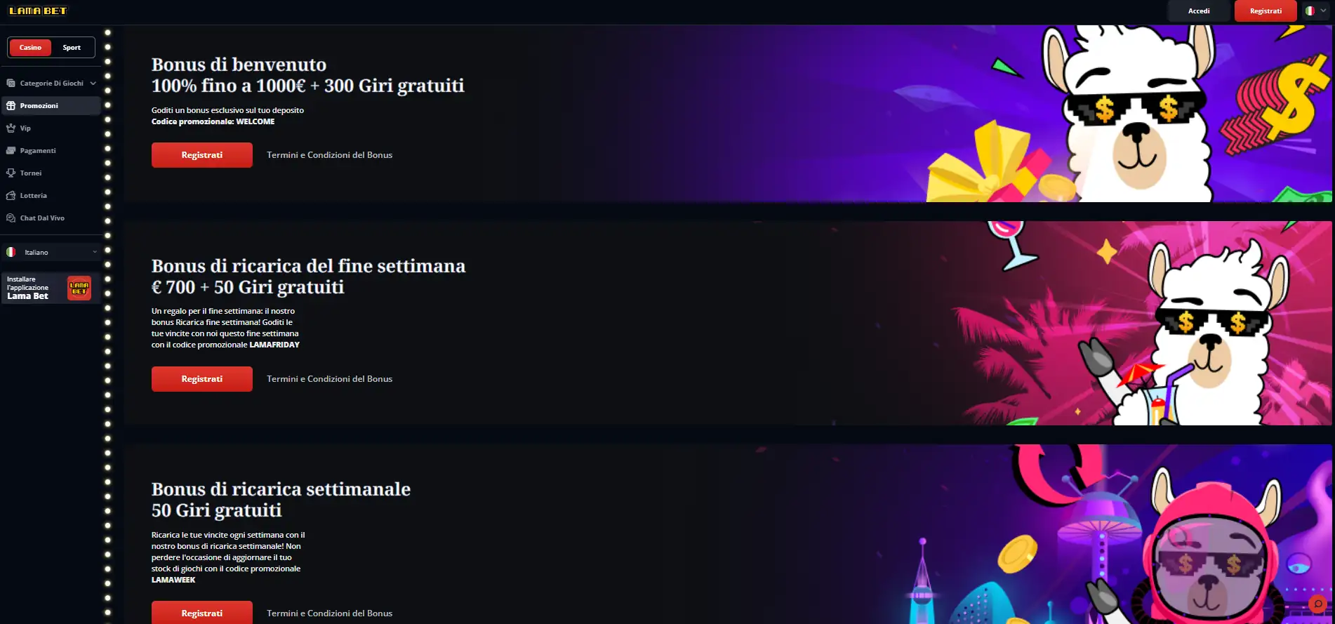 LamaBet senza documenti