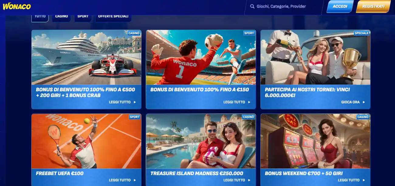 Wonaco casinò e sito di scommesse non aams che accettano skrill